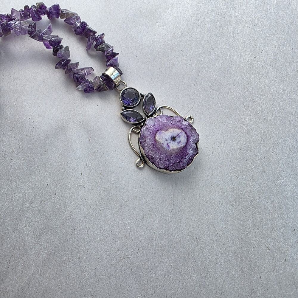 Statement Amethyst Stone Sterling Silver 925 Bead… - image 8